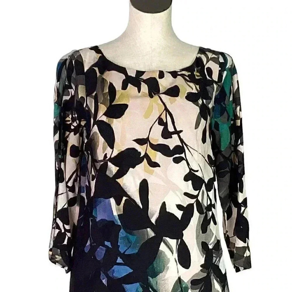 Anthropologie Maeve Womens S Shaded Garden Floral Dress Multicolor Split Sleeve - Picture 2 of 14